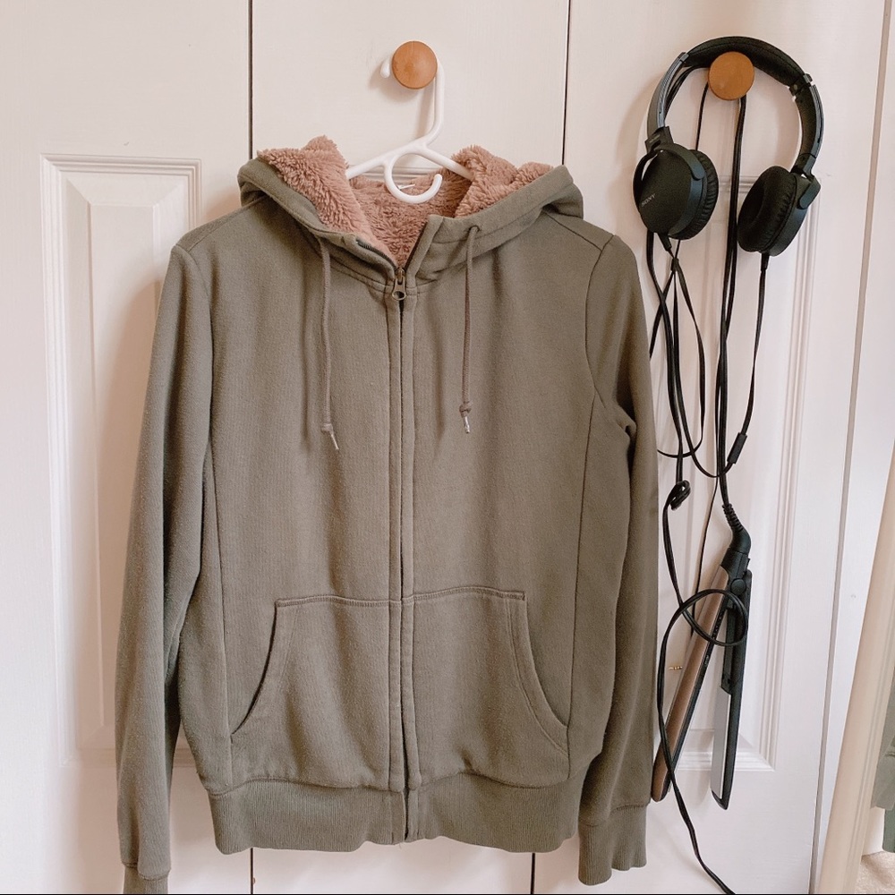 Olive Faux Fur Hoodie